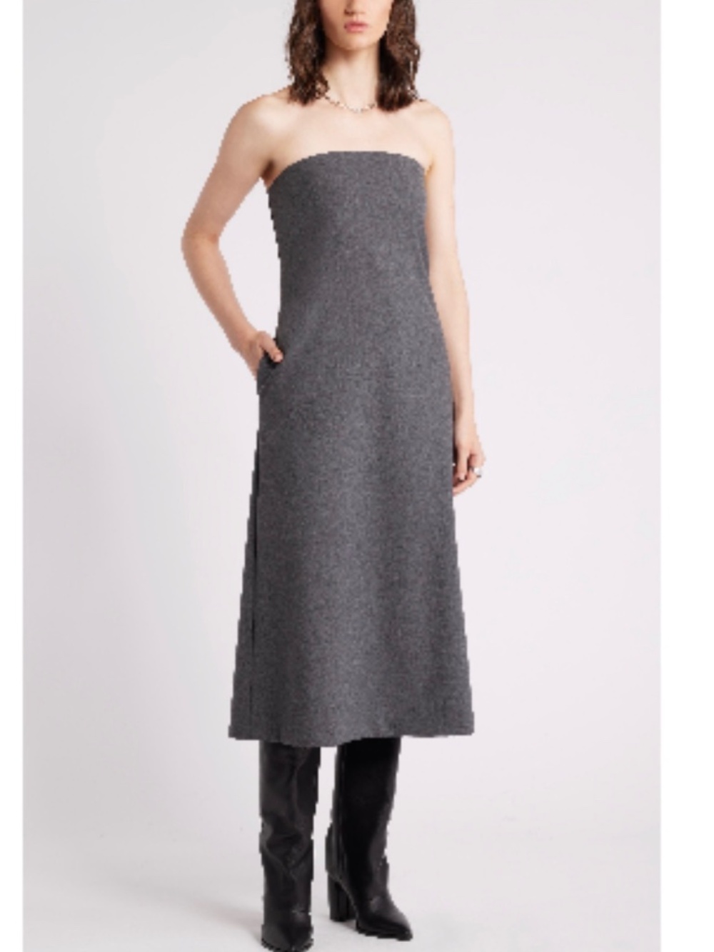NWT Nordstrom Strapless Column Dress | Grey Dark Heather | Medium